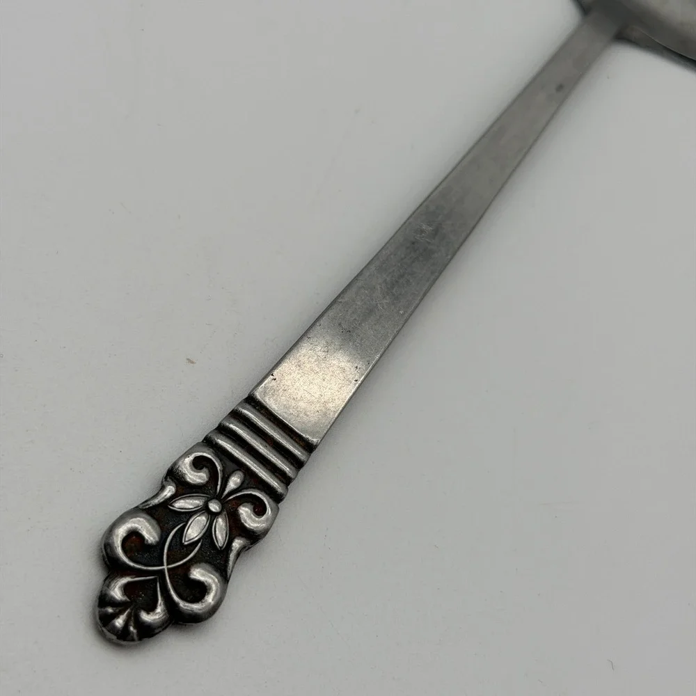 Cambridge Stainless Steel Japan Pie Cake Server Floral Scroll Handle Vintage